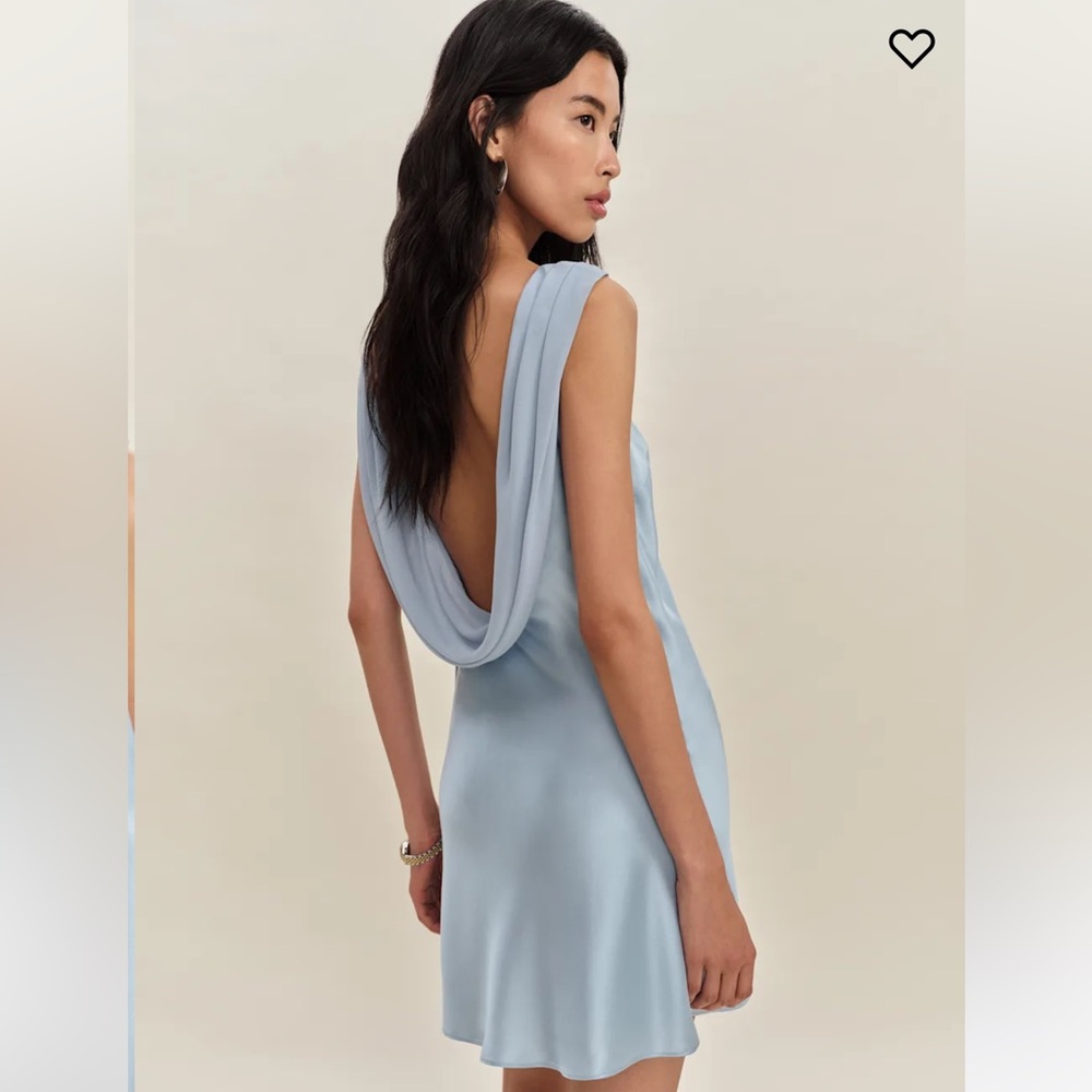 REFORMATION JONELLE SILK DRESS IN HORIZON - SIZE XS - Picture 3 of 5